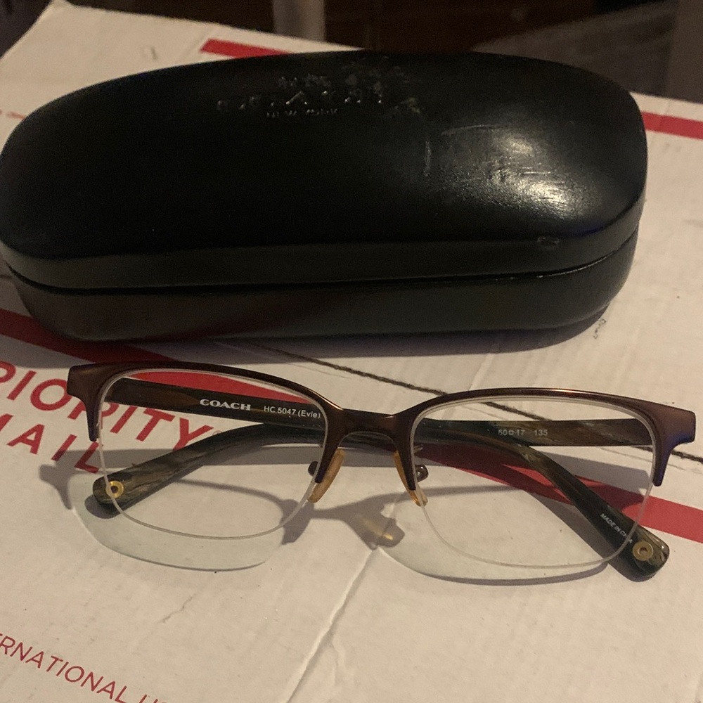 Coach Tortoise Half-Rim Glasses with Black Case